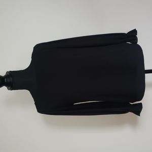 Black Boatneck Pleated Sleeve Blouse